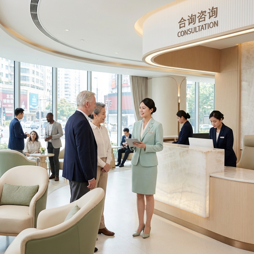 Coordinatrice Joyful Medical accueillant des patients internationaux à Shanghai