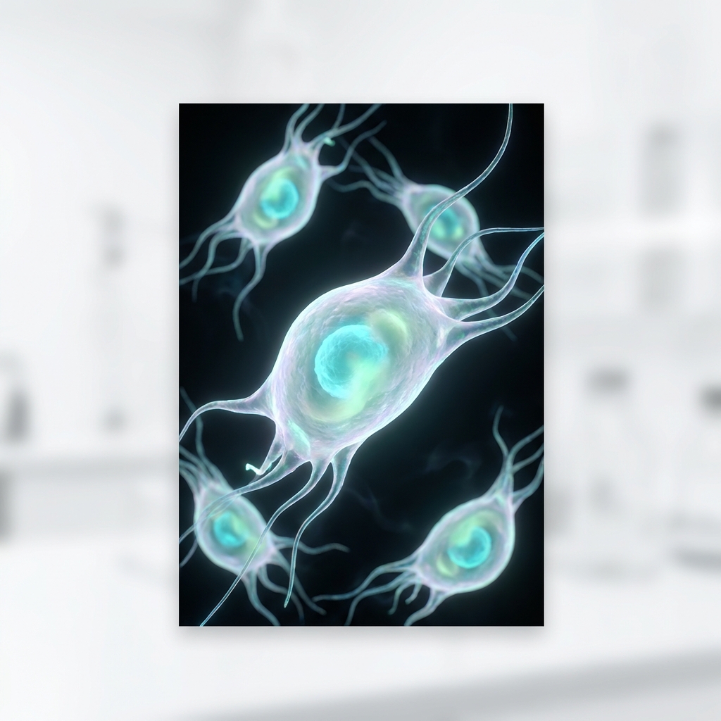 Vue microscopique de cellules souches mésenchymateuses en régénération