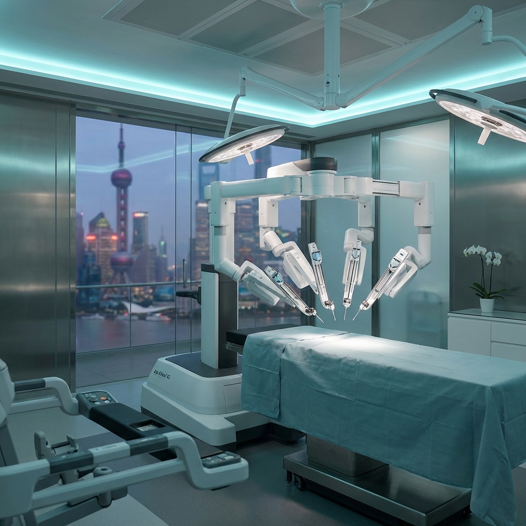 Suite chirurgicale robotisée Da Vinci avec vue sur Shanghai