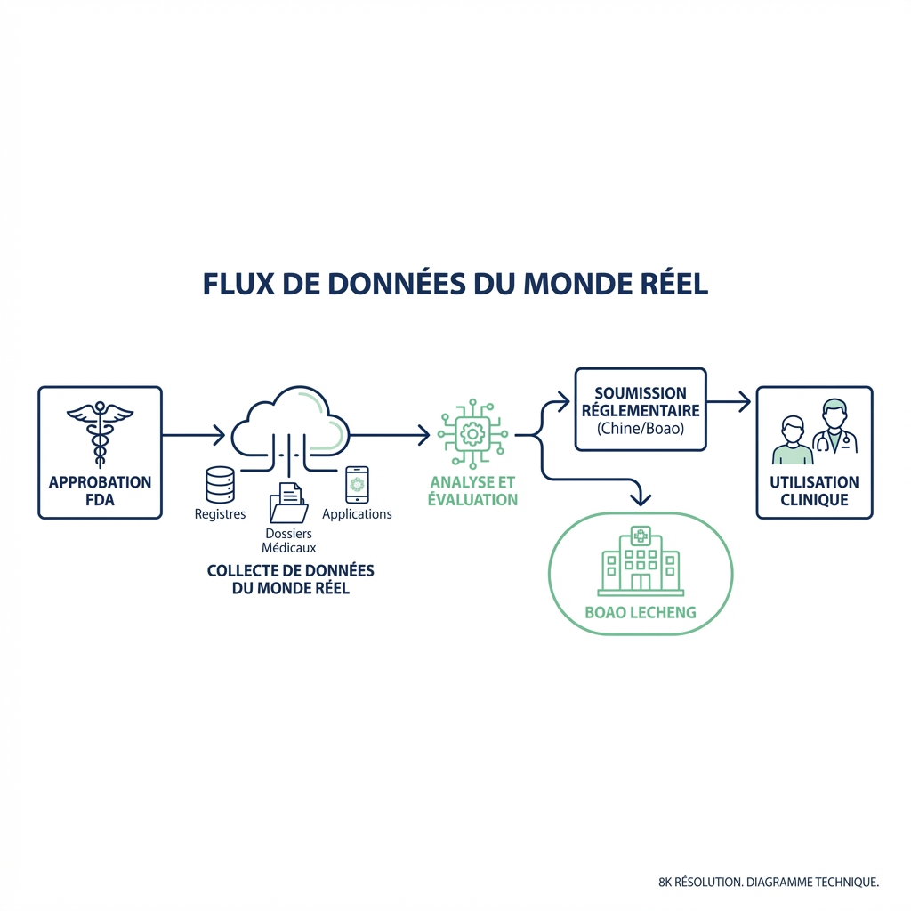 Schéma technique du flux de données Real-World Data à Boao Lecheng